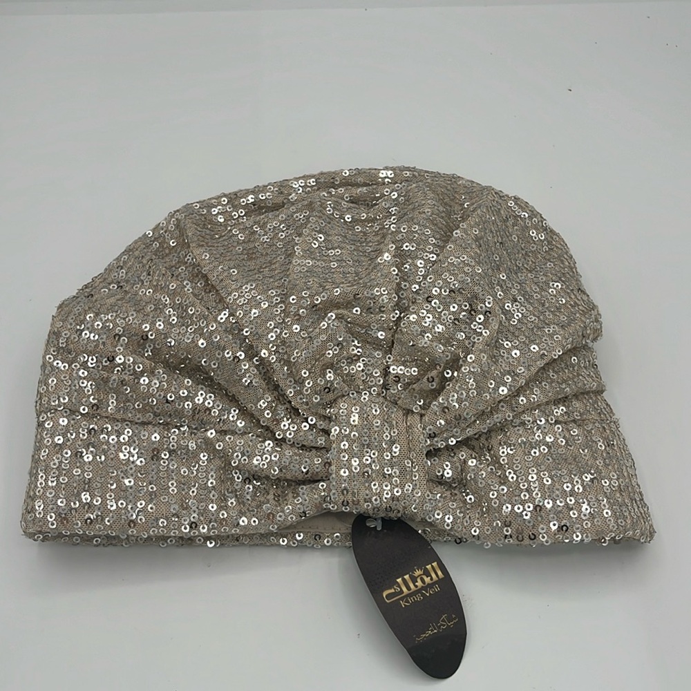 Sparkly Sequin Twist Pleated Hair Wrap Stretch Turban